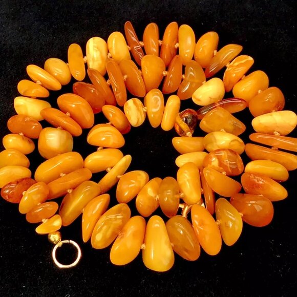 Jewelry - Vintage Russian USSR Baltic Butterscotch Egg Yolk Honey Amber Necklace